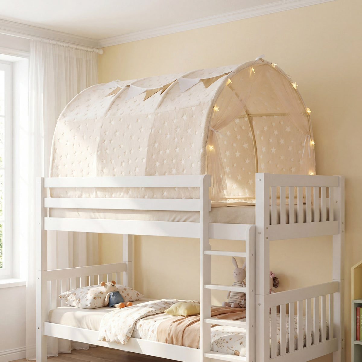 Tente de lit pour enfants, lit superposé simple Kids Dream avec étoiles et lumières phosphorescentes