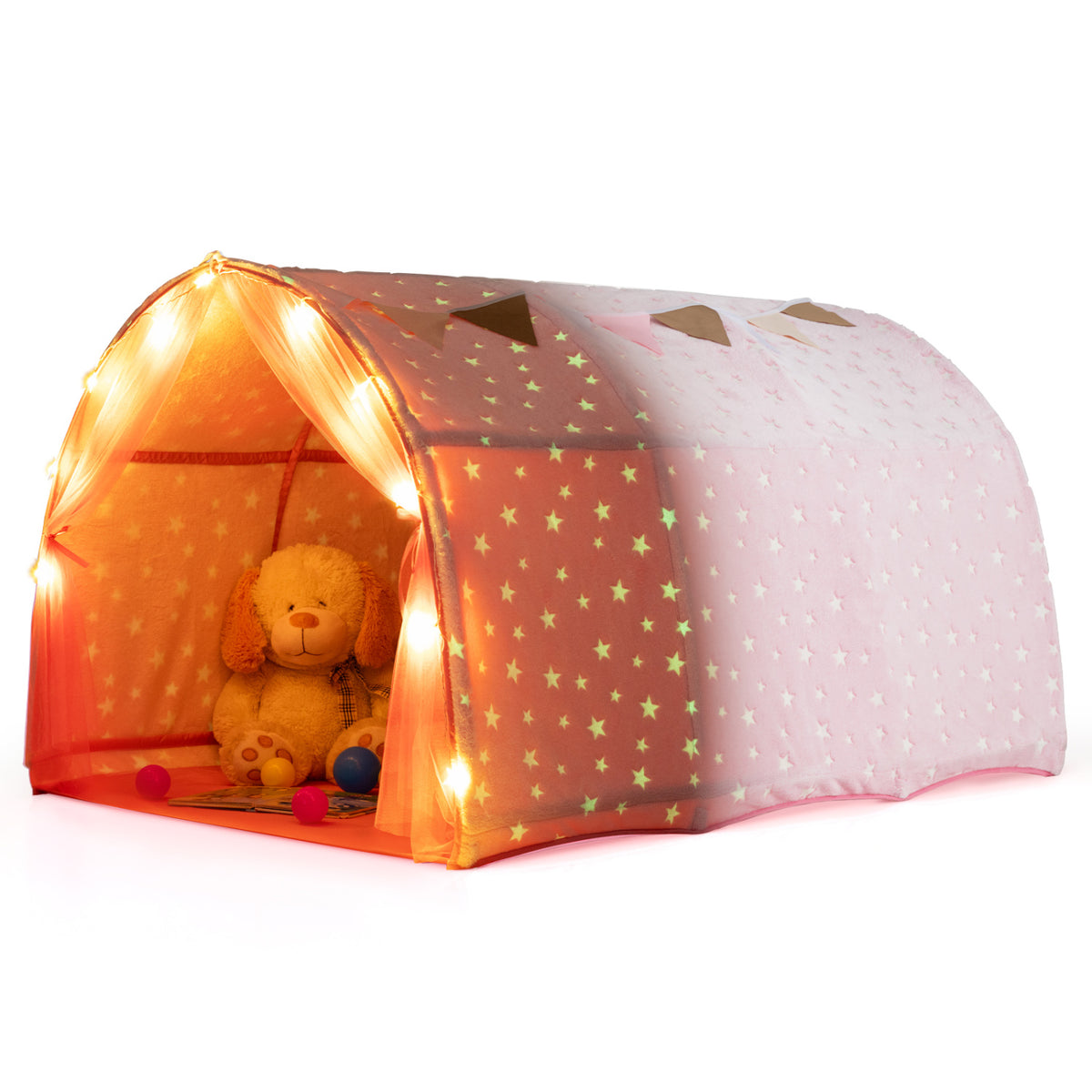 Tente de lit pour enfants, lit superposé simple Kids Dream avec étoiles et lumières phosphorescentes