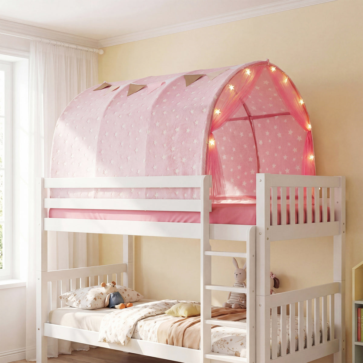 Tente de lit pour enfants, lit superposé simple Kids Dream avec étoiles et lumières phosphorescentes