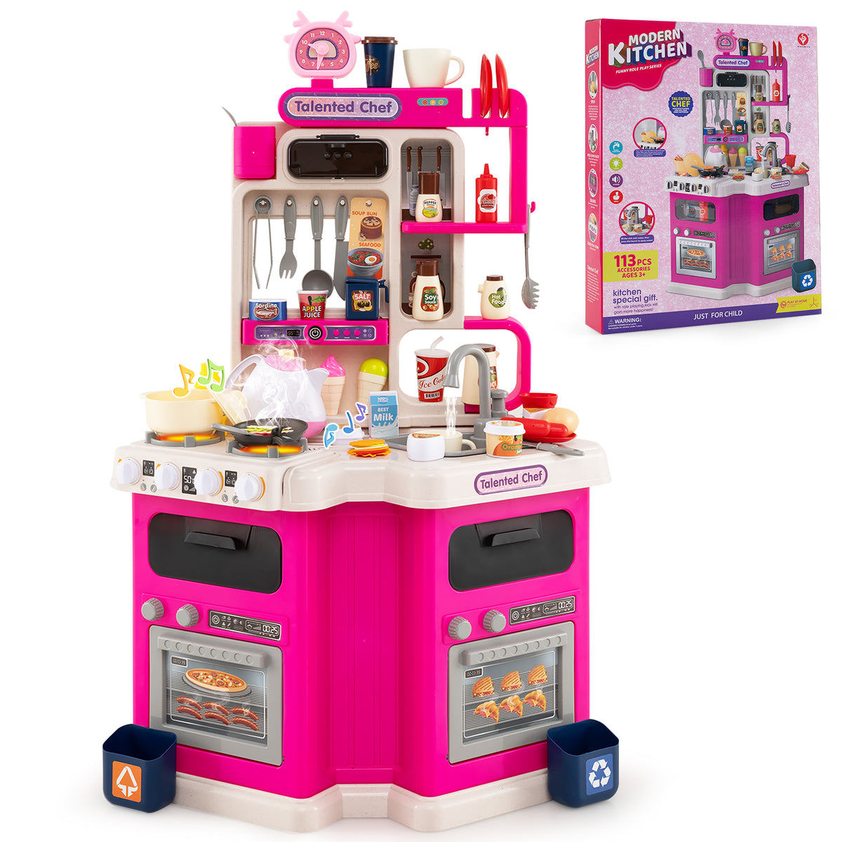 Cuisine d'angle pour enfants avec 113 accessoires - Hauteur de 36"
