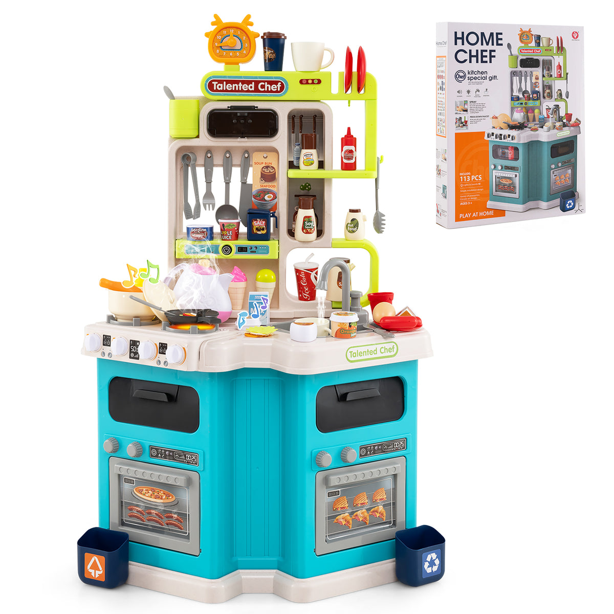 Cuisine d'angle pour enfants avec 113 accessoires - Hauteur de 36"