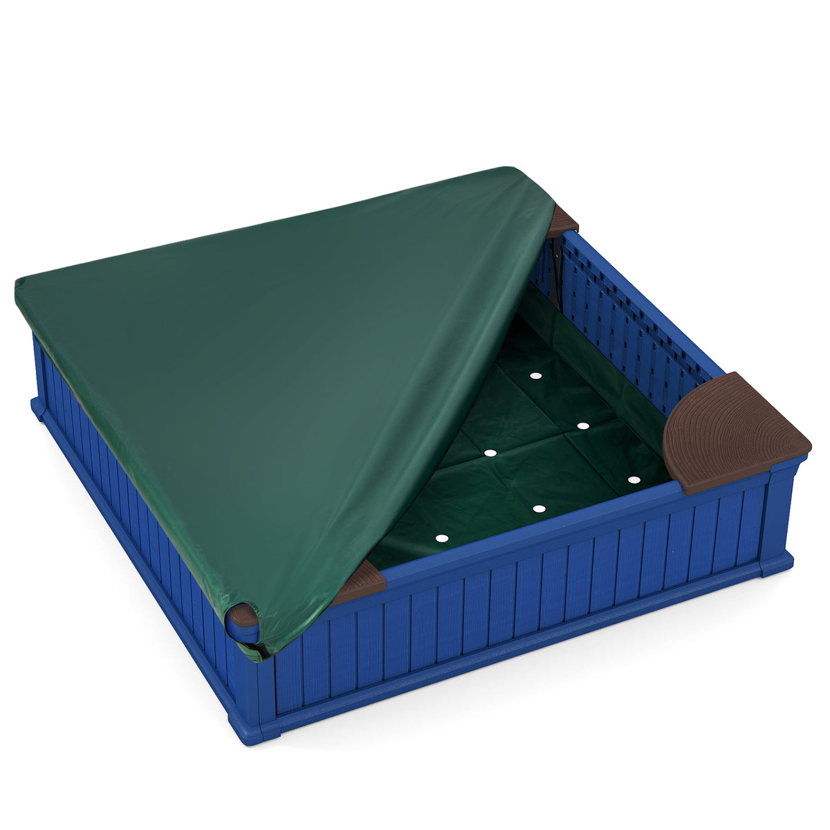 Kids Outdoor Sandbox with Oxford Cover and 4 Corner Seats