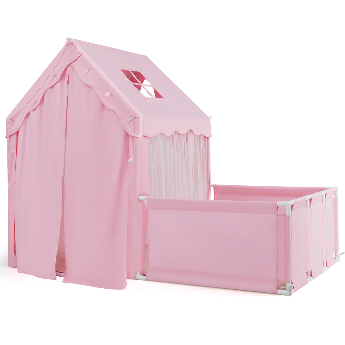 Tente de jeu pour enfants avec parc, maison de jeu 2-en-1 pour tout-petits avec espace de jeu extérieur