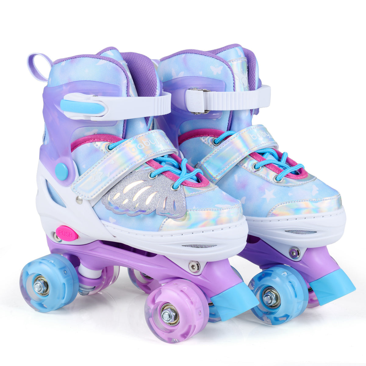 Patins à roulettes pour enfants - 4 roues lumineuses, 7-9 ans