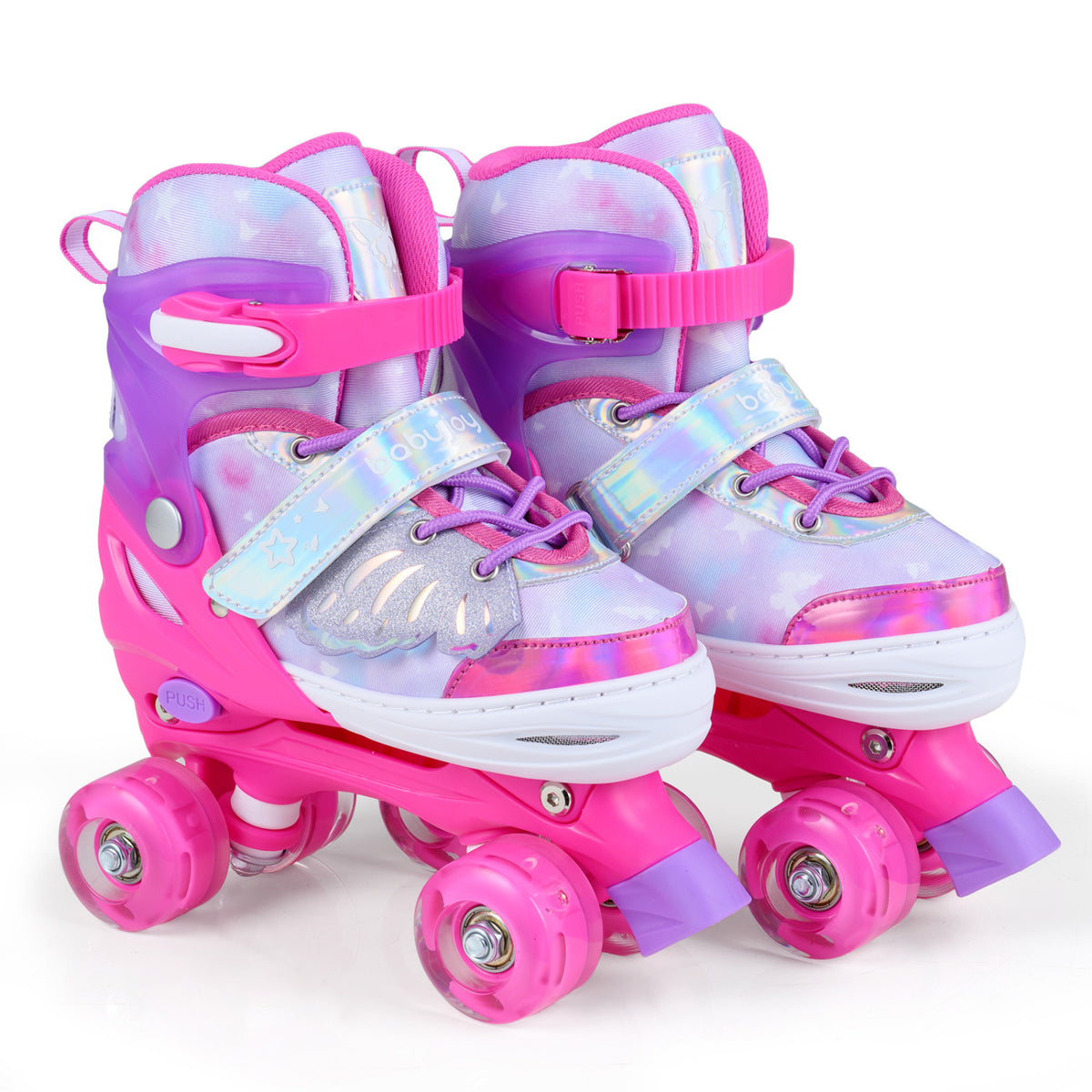 Patins à roulettes pour enfants - 4 roues lumineuses, 7-9 ans