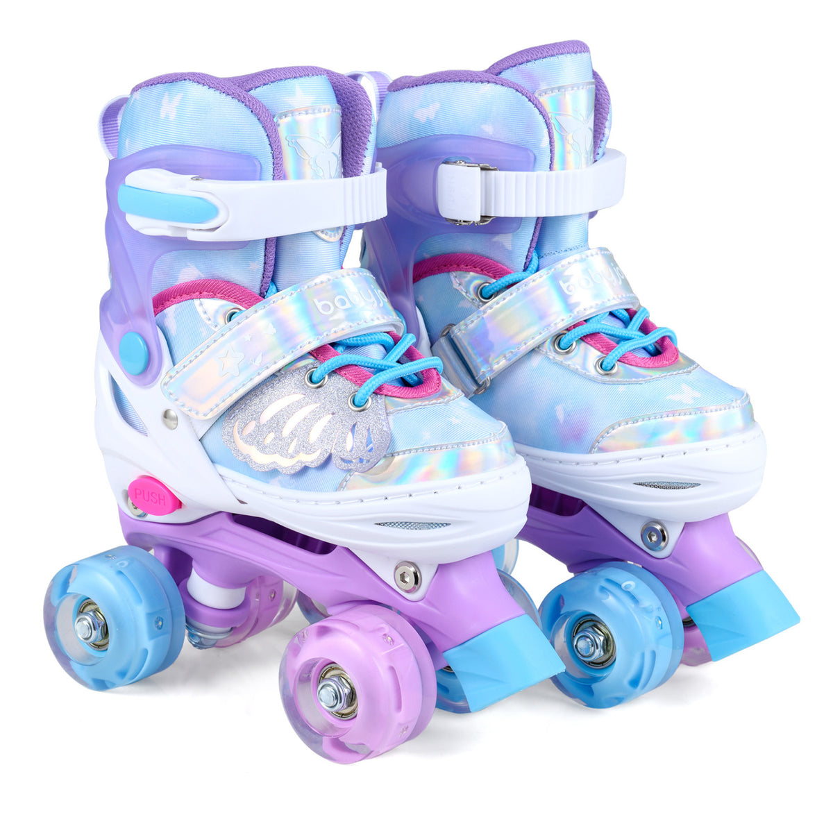 Adjustable Kids Roller Skates - Butterfly Design with LED Wheels