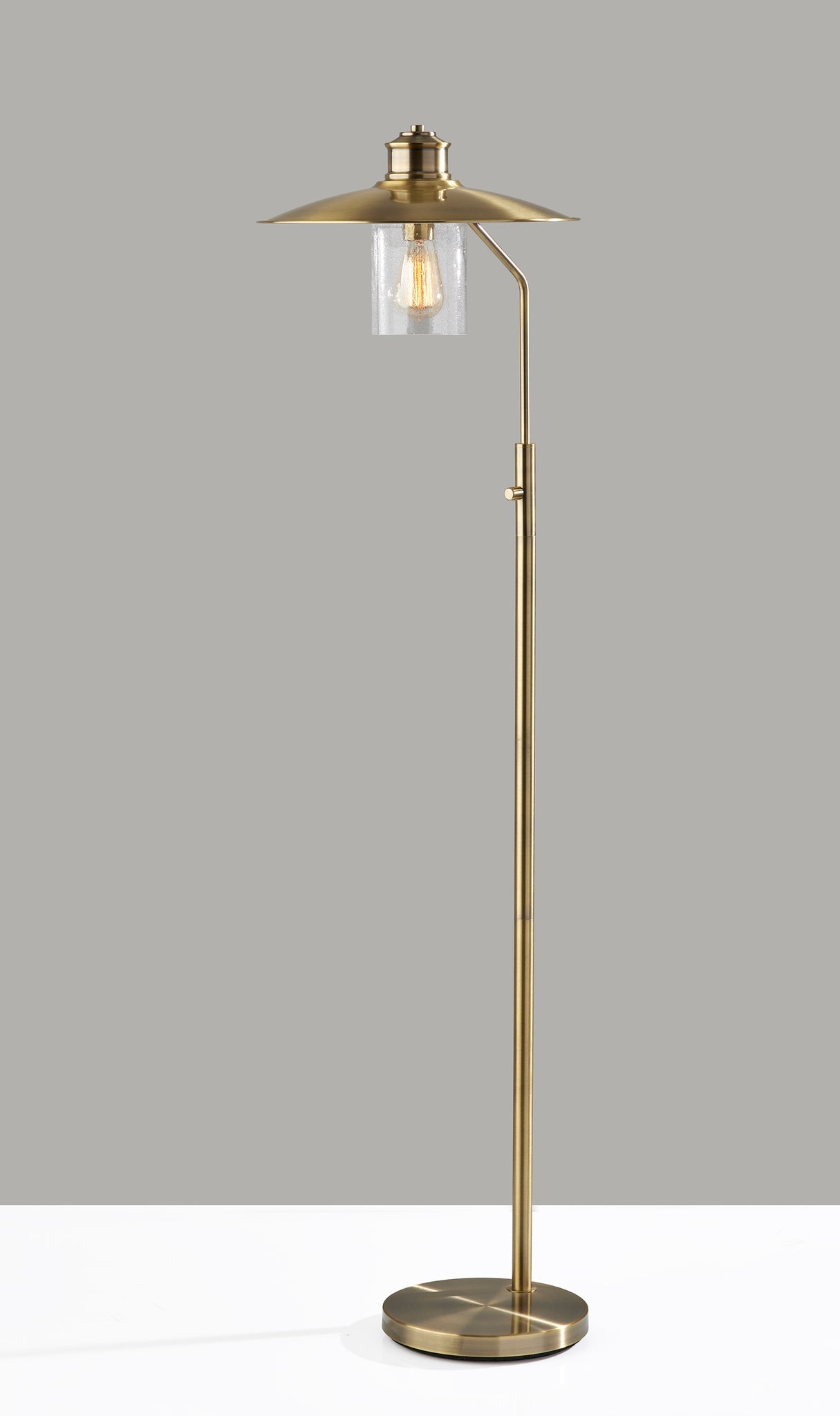 Kieran Antique Brass Floor Lamp - Clear Glass-Lighting-DECOROLALA