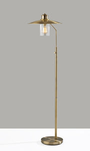 Kieran Antique Brass Floor Lamp - Clear Glass-Lighting-DECOROLALA