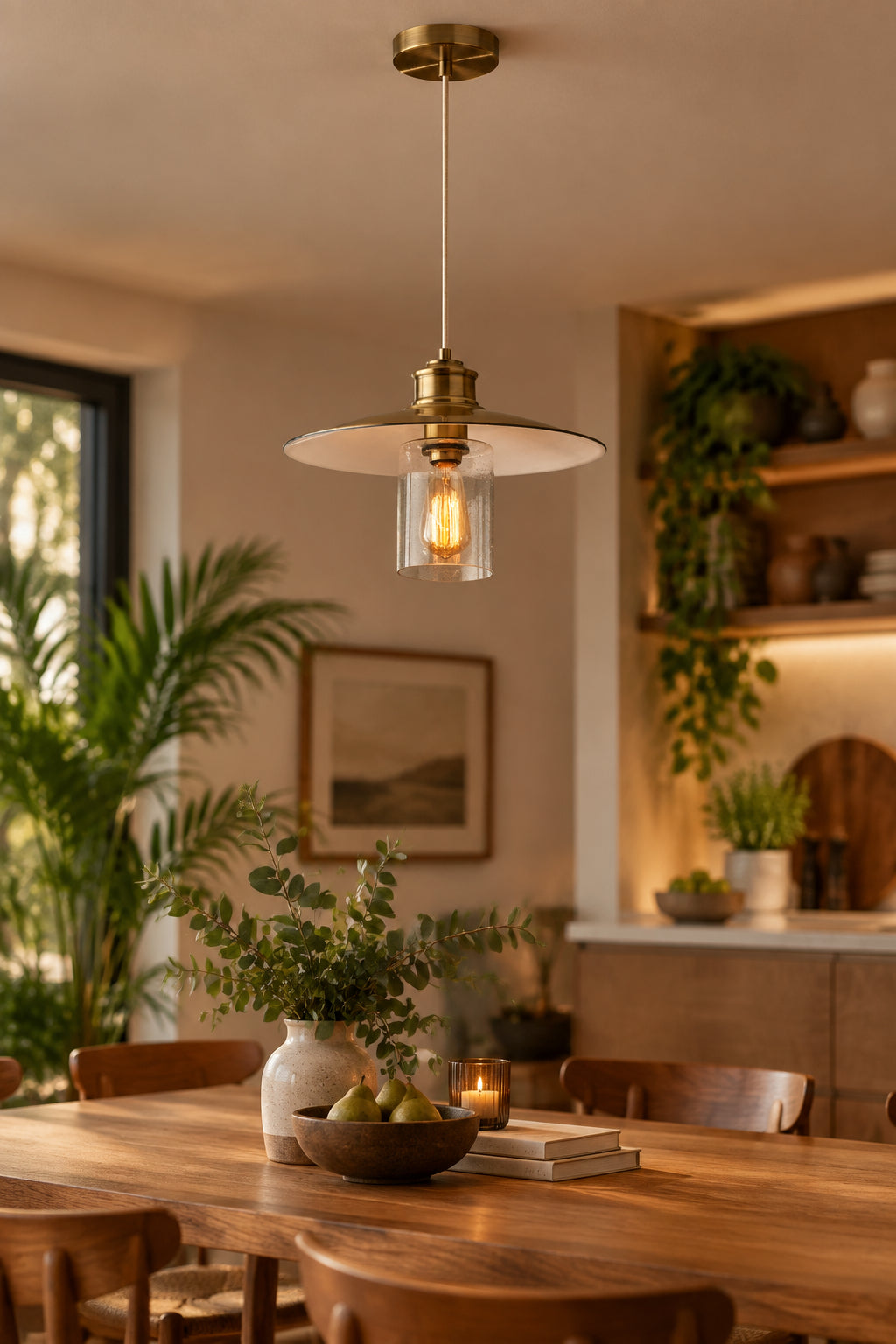 Kieran Pendant Light Antique Brass-Lighting-DECOROLALA
