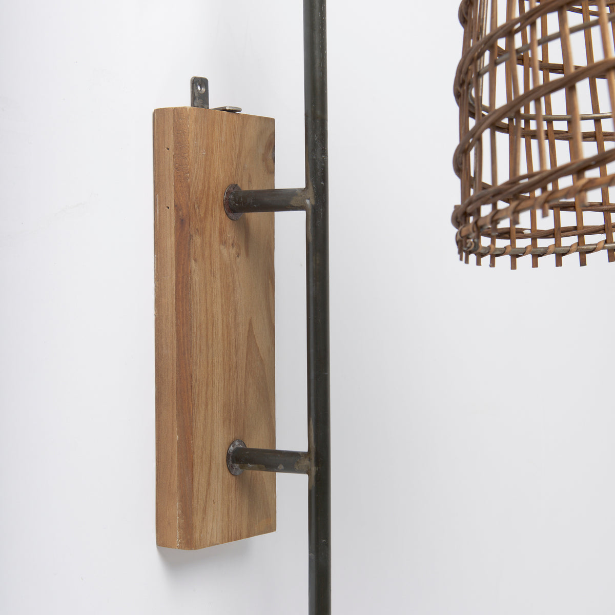Kiley 28.0L x 7.0W x 15.6H Brown Woven Shade W/Black Metal Wall Sconce-Wall Sconces-DECOROLALA