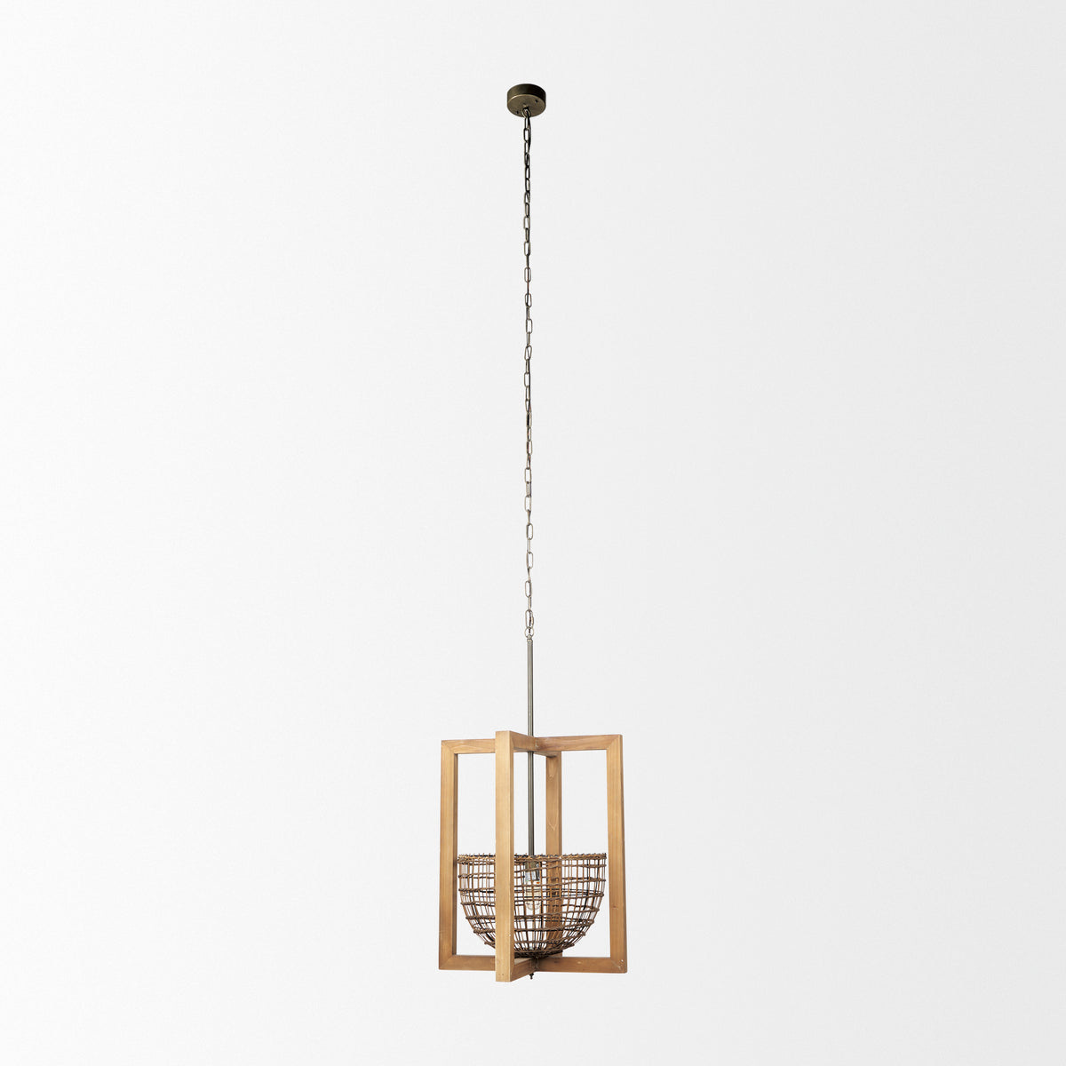 Kiley Warm Wood Basket Lantern Pendant Light-Pendant Lighting-DECOROLALA