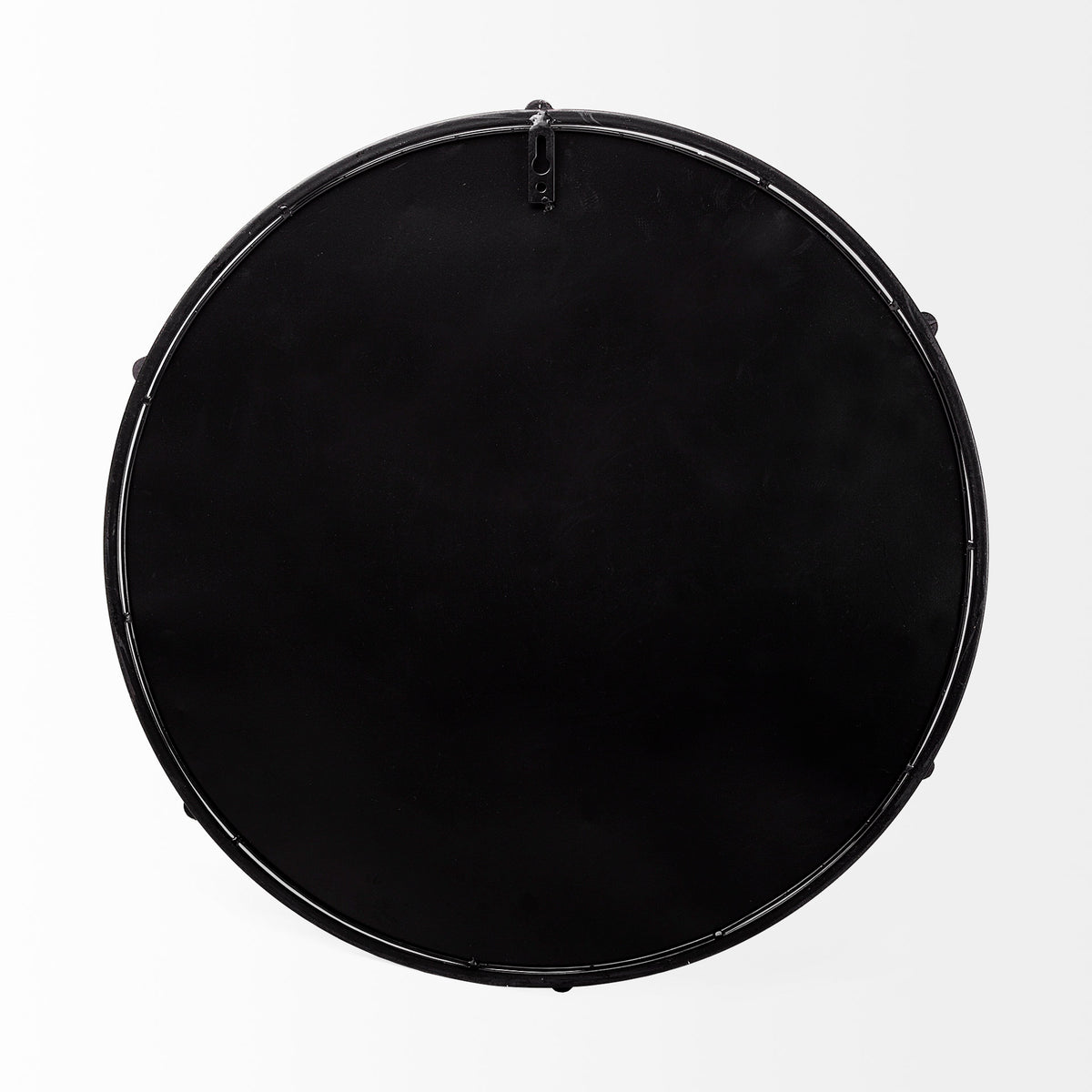 Kimbel 24L x 24W Black Metal Mirrored Base Round Tray-Trays-DECOROLALA