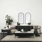 Kimbel 24L x 24W Black Metal Mirrored Base Round Tray-Trays-DECOROLALA