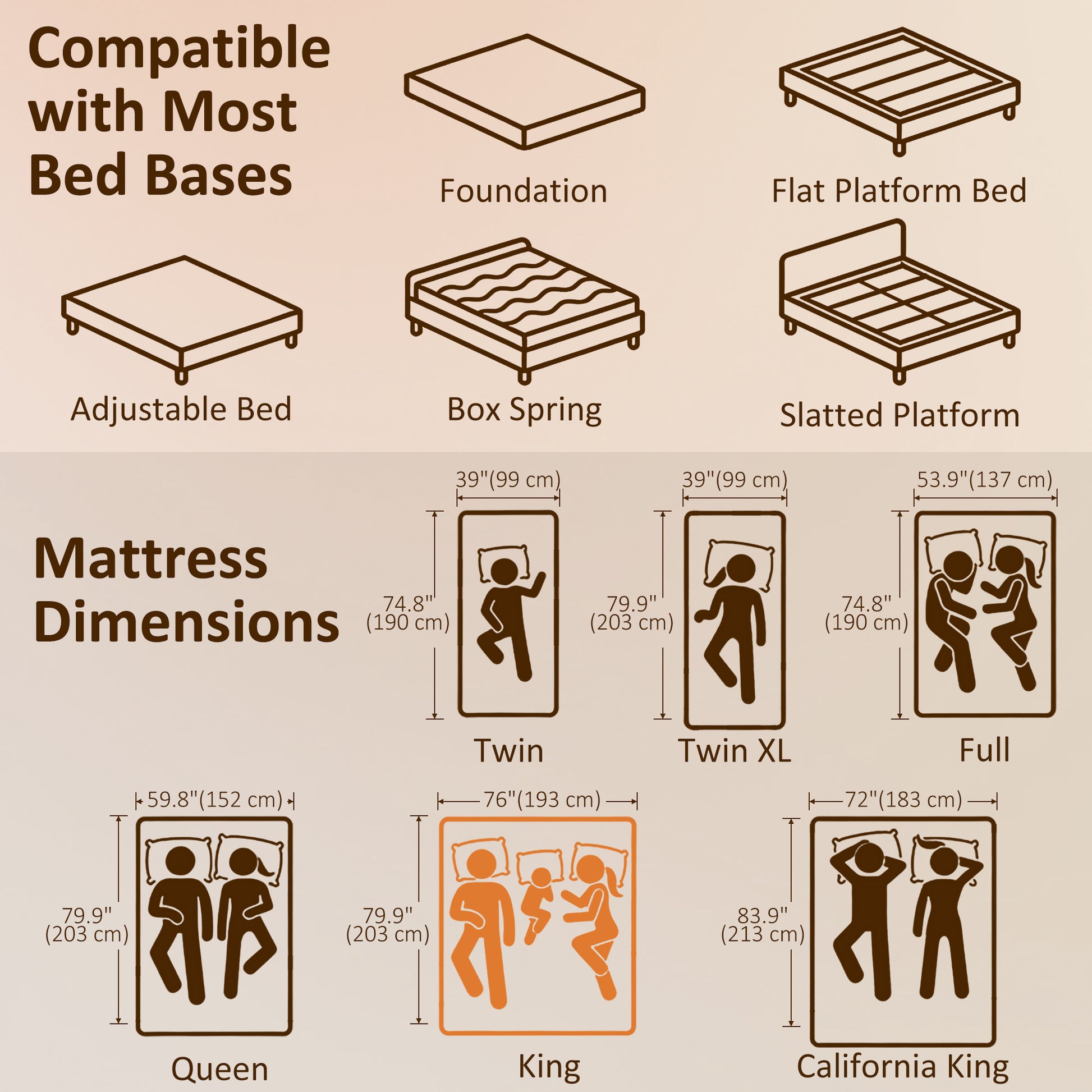 King Mattress 8" Memory Foam Cooling - Medium Firm-DECOROLALA