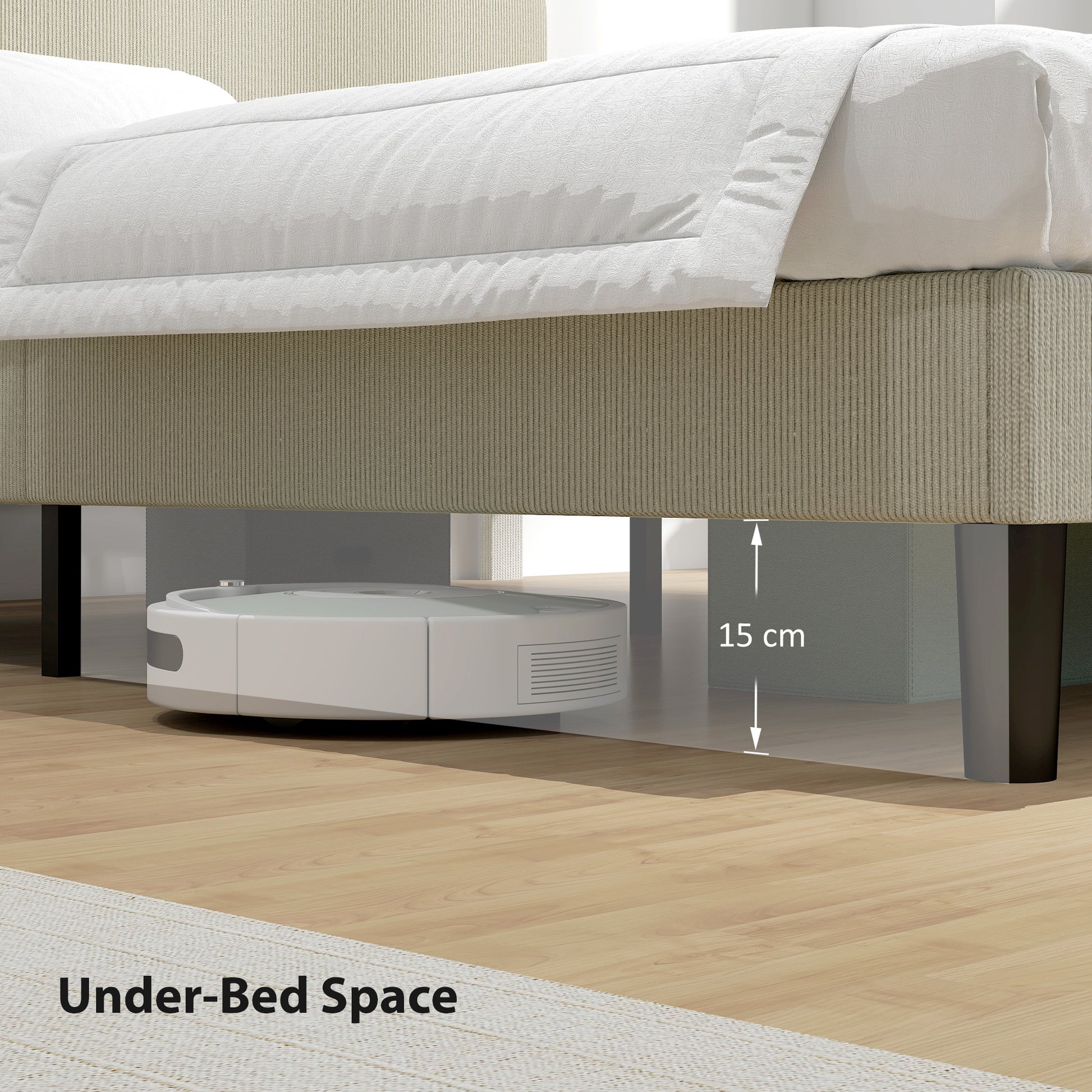 King Size Adjustable Upholstered Headboard Bed Frame - Light Grey, Noise Free-DECOROLALA