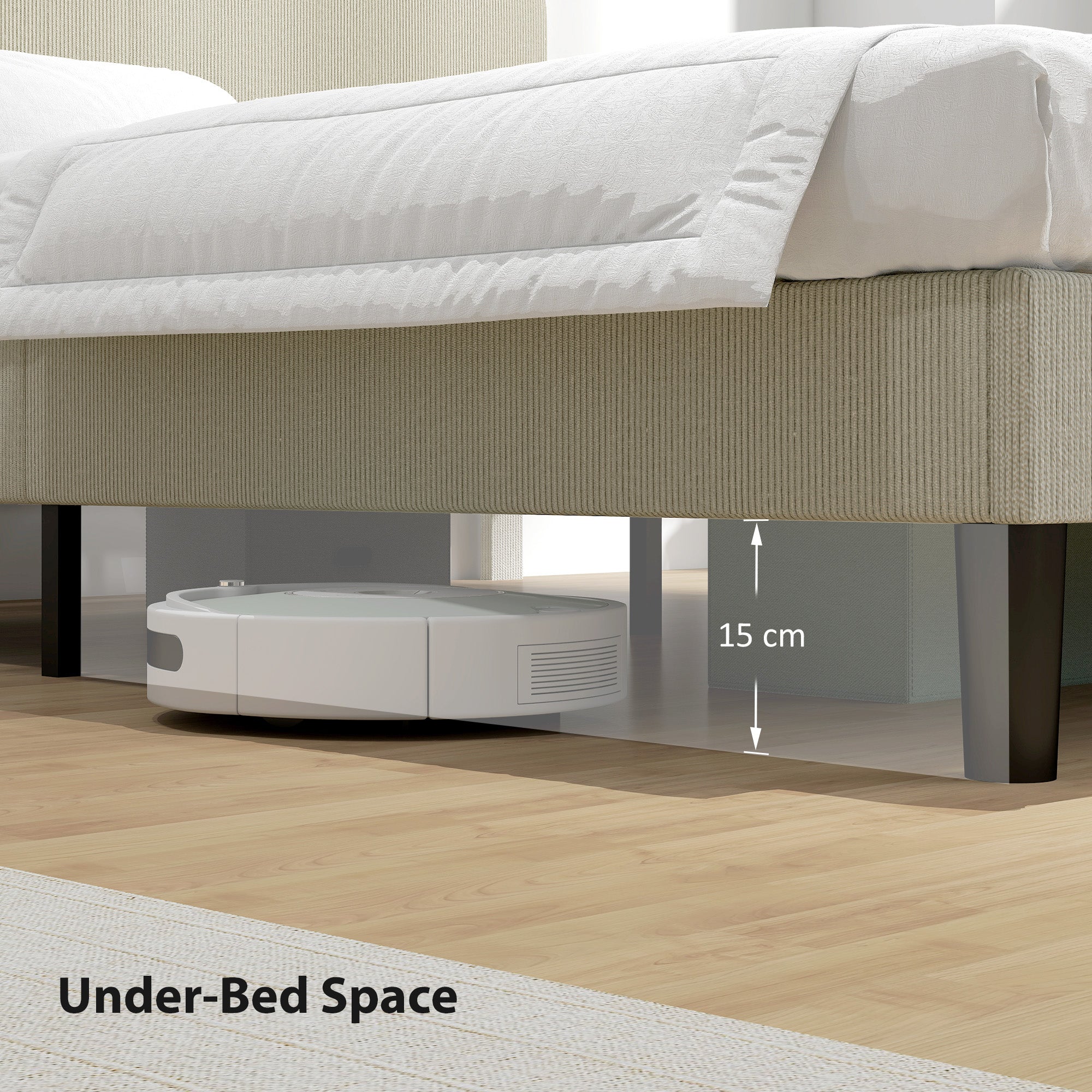 King Size Adjustable Upholstered Headboard Bed Frame - Light Grey, Noise Free-DECOROLALA