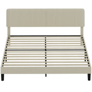 King Size Adjustable Upholstered Headboard Bed Frame - Light Grey, Noise Free-DECOROLALA
