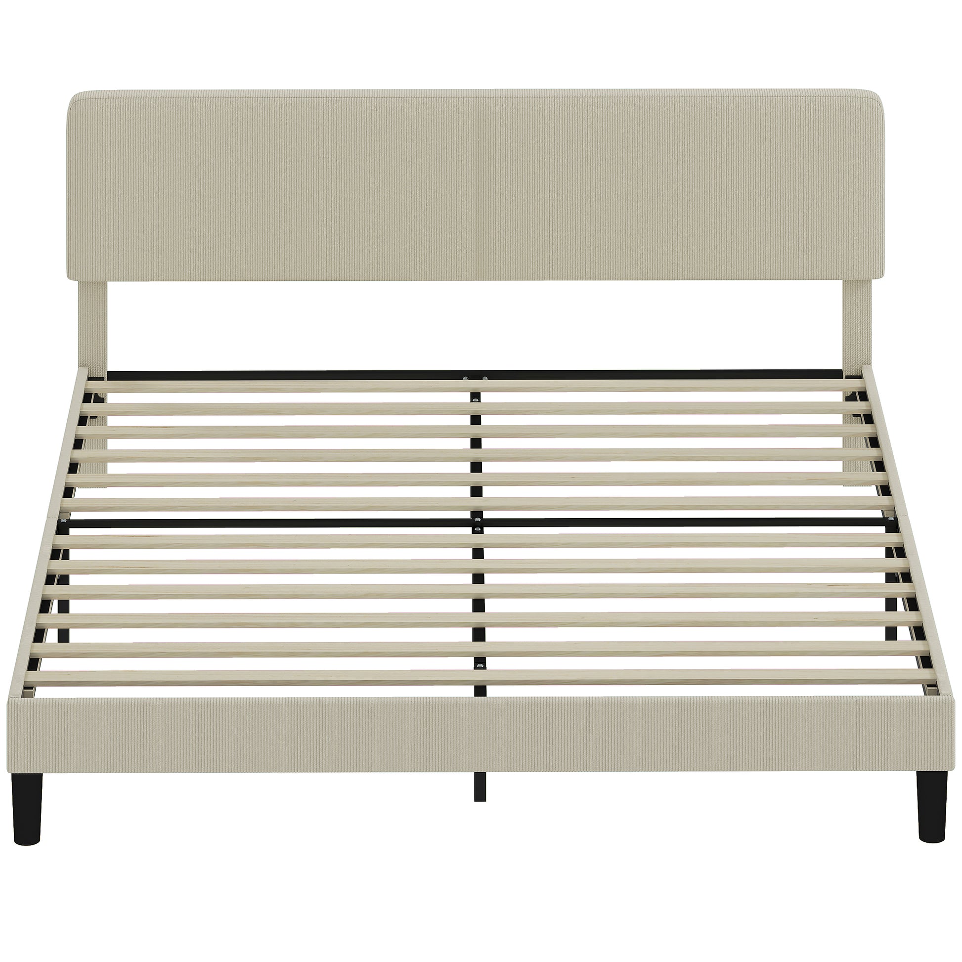 King Size Adjustable Upholstered Headboard Bed Frame - Light Grey, Noise Free-DECOROLALA