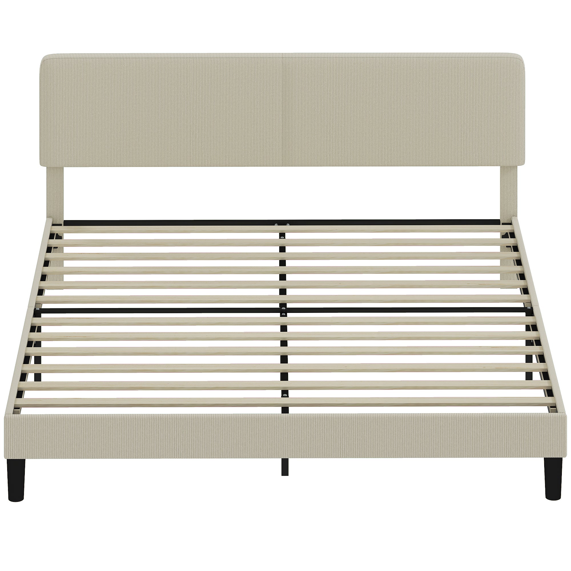 King Size Adjustable Upholstered Headboard Bed Frame - Light Grey, Noise Free-DECOROLALA
