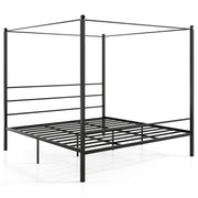 King Size Metal Canopy Bed Frame with Slat Support-Simple Bed Frame-DECOROLALA