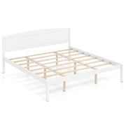 King Size Wooden Platform Bed Frame with Curved Headboard-Beds & Bed Frames-DECOROLALA