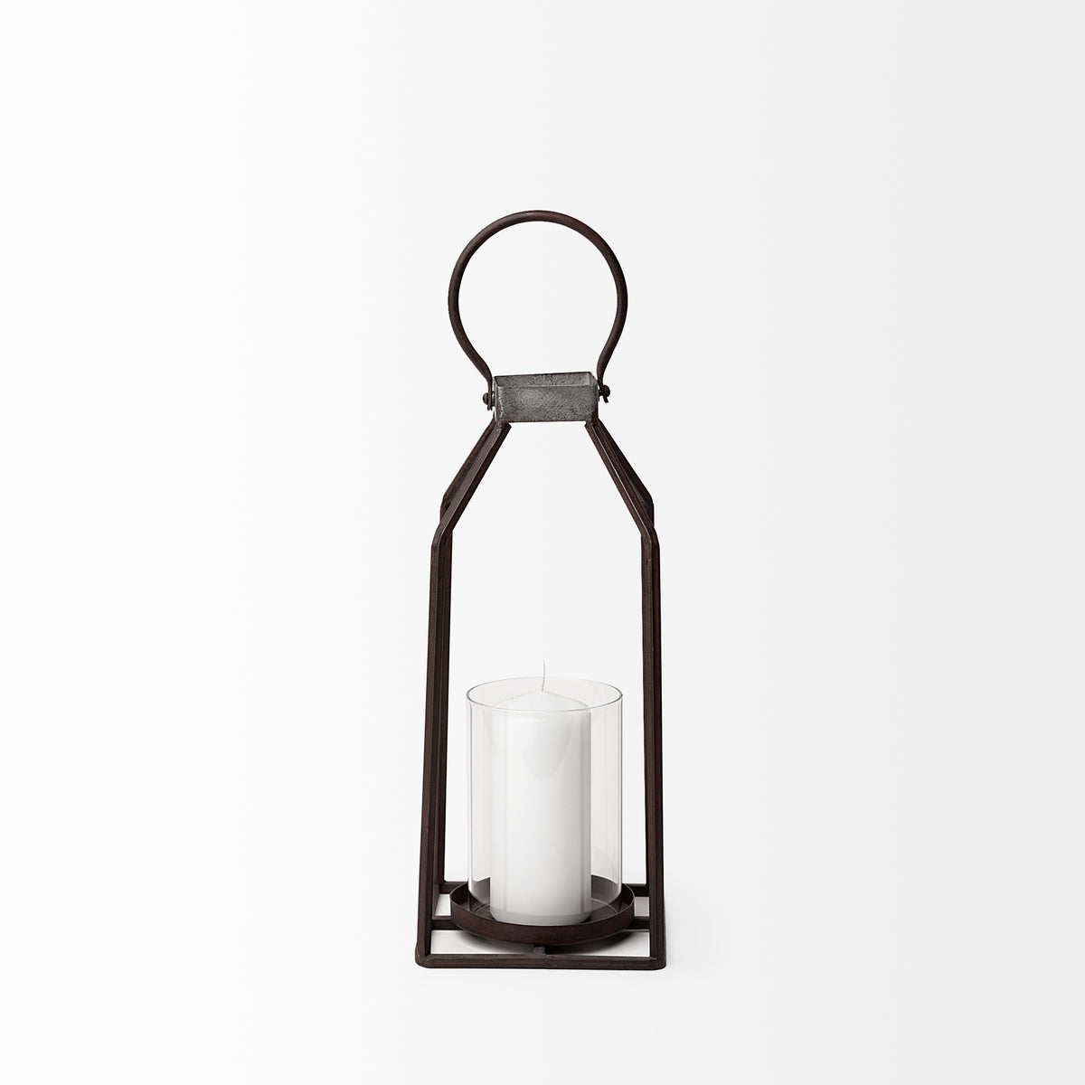 Kingston II Small Rustic Metal Framed Table Candle Holder-Table Candle Holders-DECOROLALA