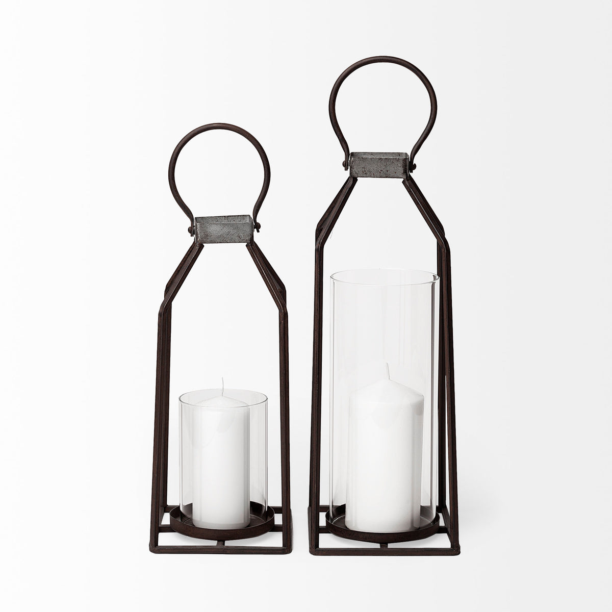Kingston II Small Rustic Metal Framed Table Candle Holder-Table Candle Holders-DECOROLALA