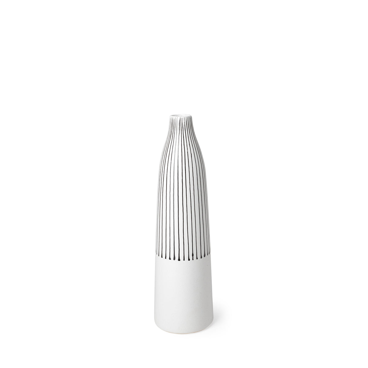 Kira I Small White Pinstripe Ceramic Vase-Vases-DECOROLALA