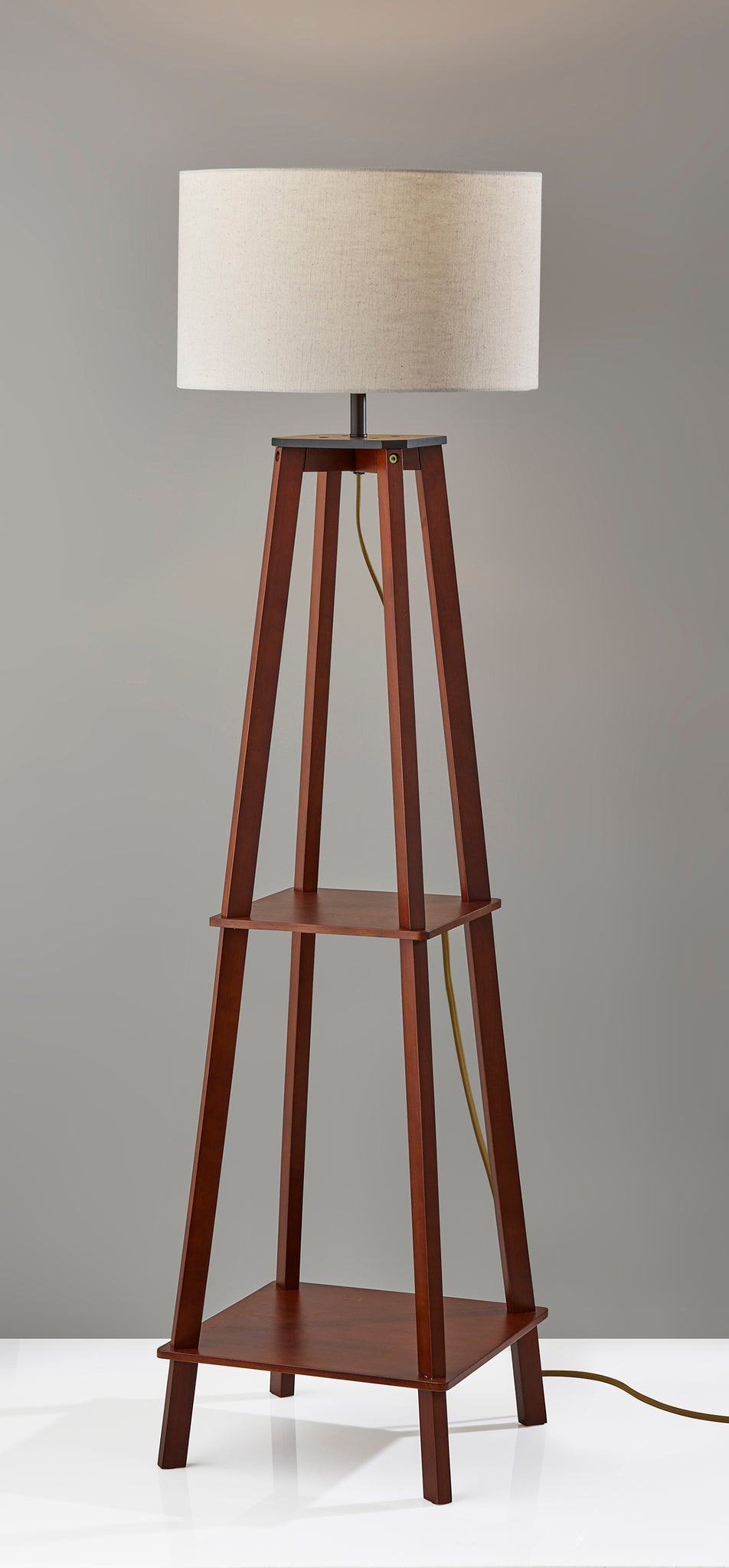 Kirby Floor Lamp with Storage - Walnut 59.75"-Lighting-DECOROLALA
