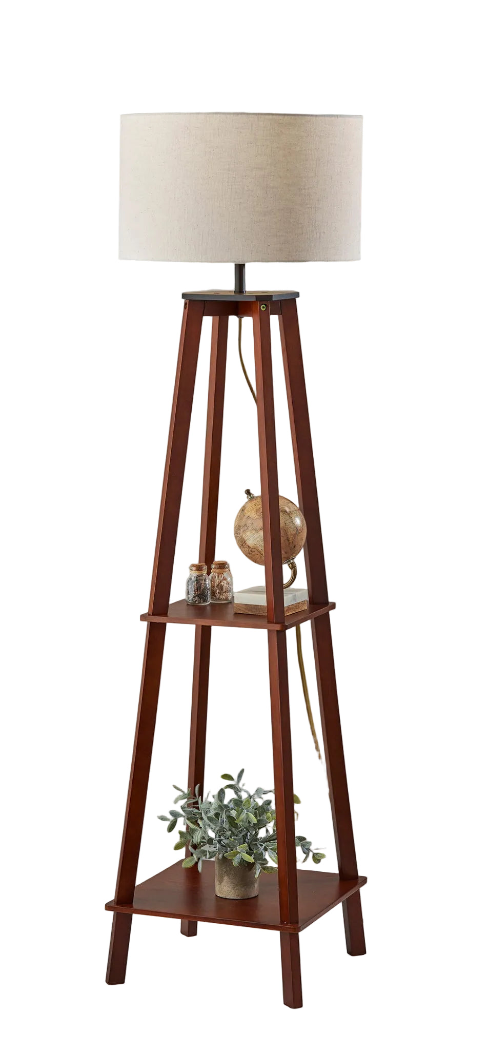 Kirby Floor Lamp with Storage - Walnut 59.75"-Lighting-DECOROLALA