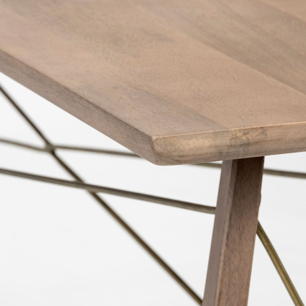 Kirby I 66L x 16W Brown Wooden Cross Braced Console Table-Console Tables-DECOROLALA