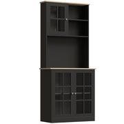 Kitchen Buffet Hutch - Black 72" Storage Cabinet-DECOROLALA