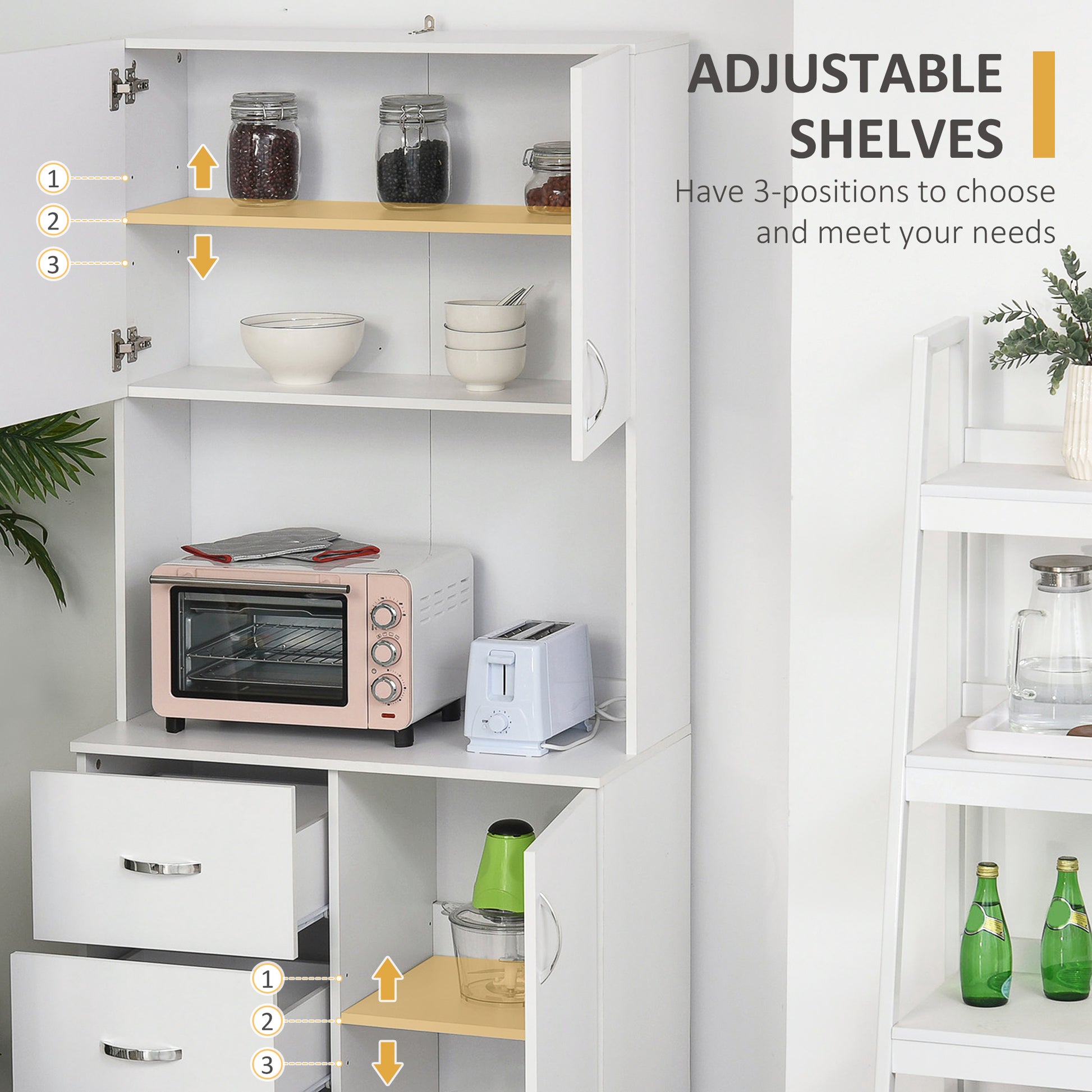 Kitchen Buffet Hutch Cabinet - White 72"-DECOROLALA