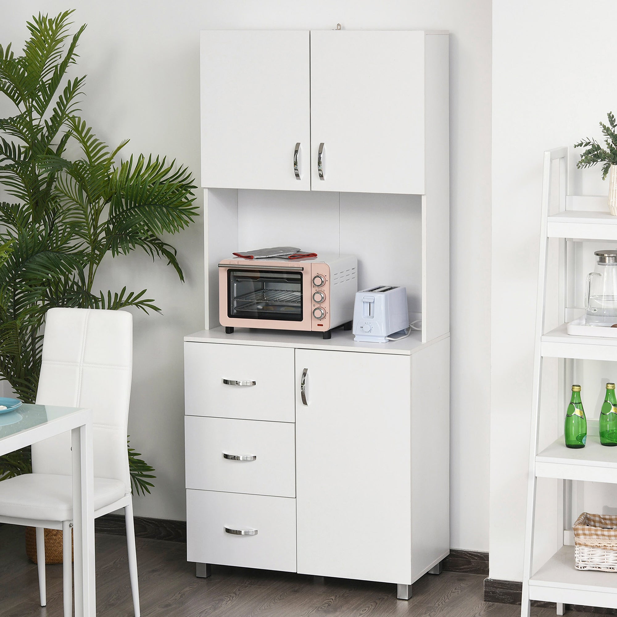 Kitchen Buffet Hutch Cabinet - White 72"-DECOROLALA