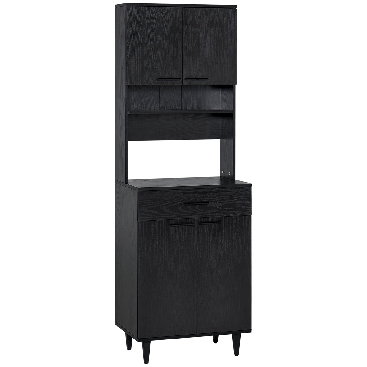 Kitchen Buffet with Hutch - Black 70.75"H Storage-Bar Cabinets-DECOROLALA
