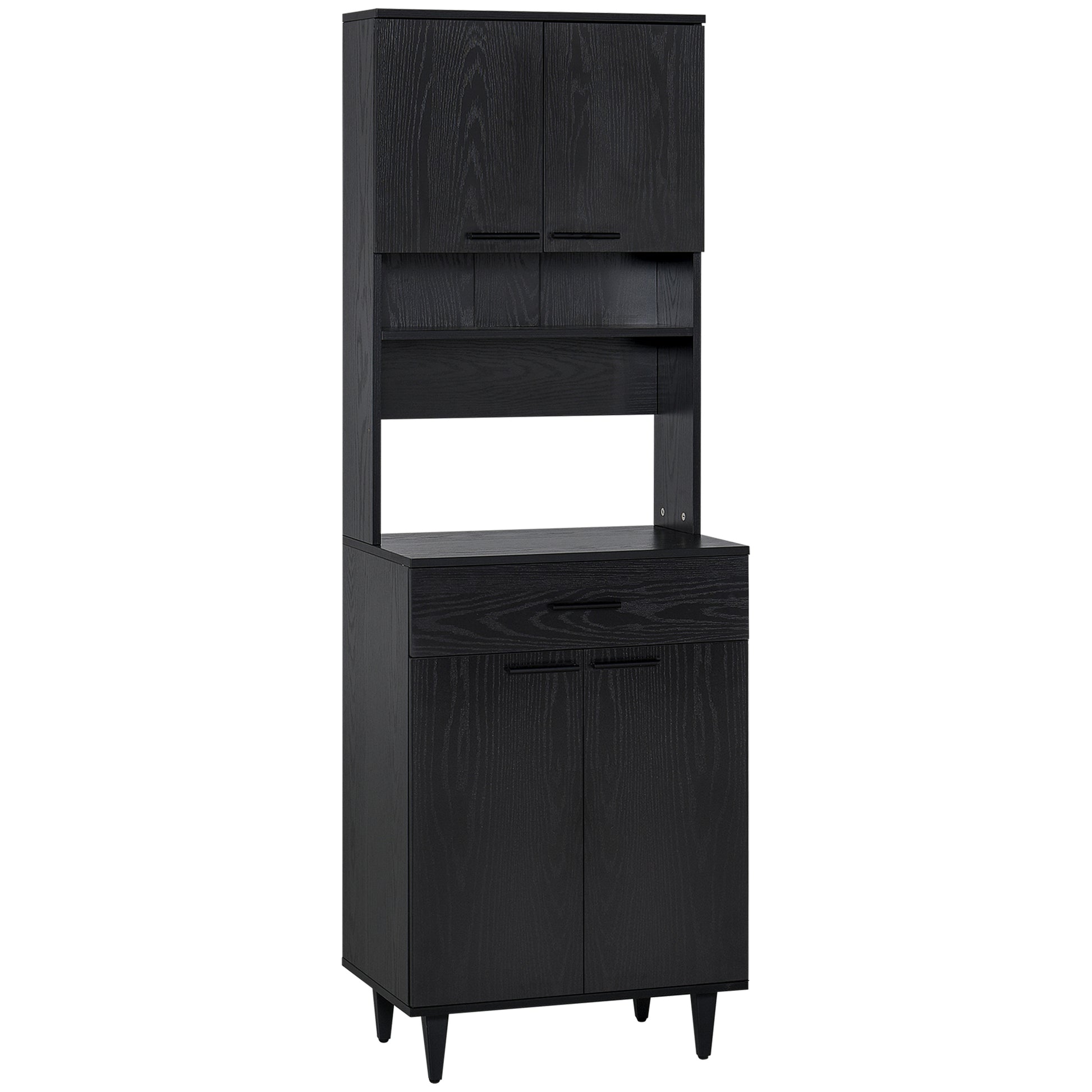 Kitchen Buffet with Hutch - Black 70.75"H Storage-DECOROLALA