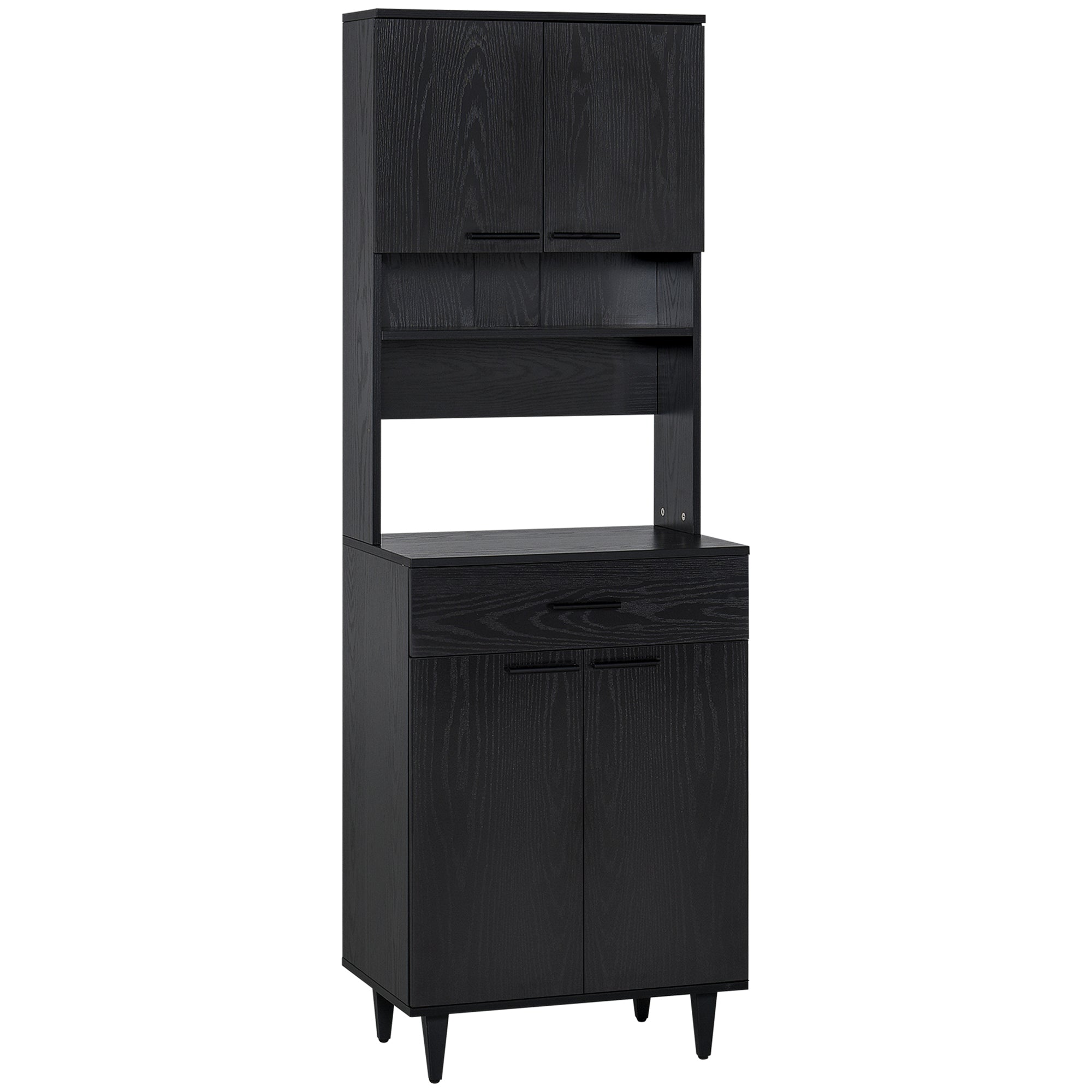 Kitchen Buffet with Hutch - Black 70.75"H Storage-DECOROLALA