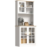 Kitchen Buffet with Hutch Storage Cabinet - White-DECOROLALA