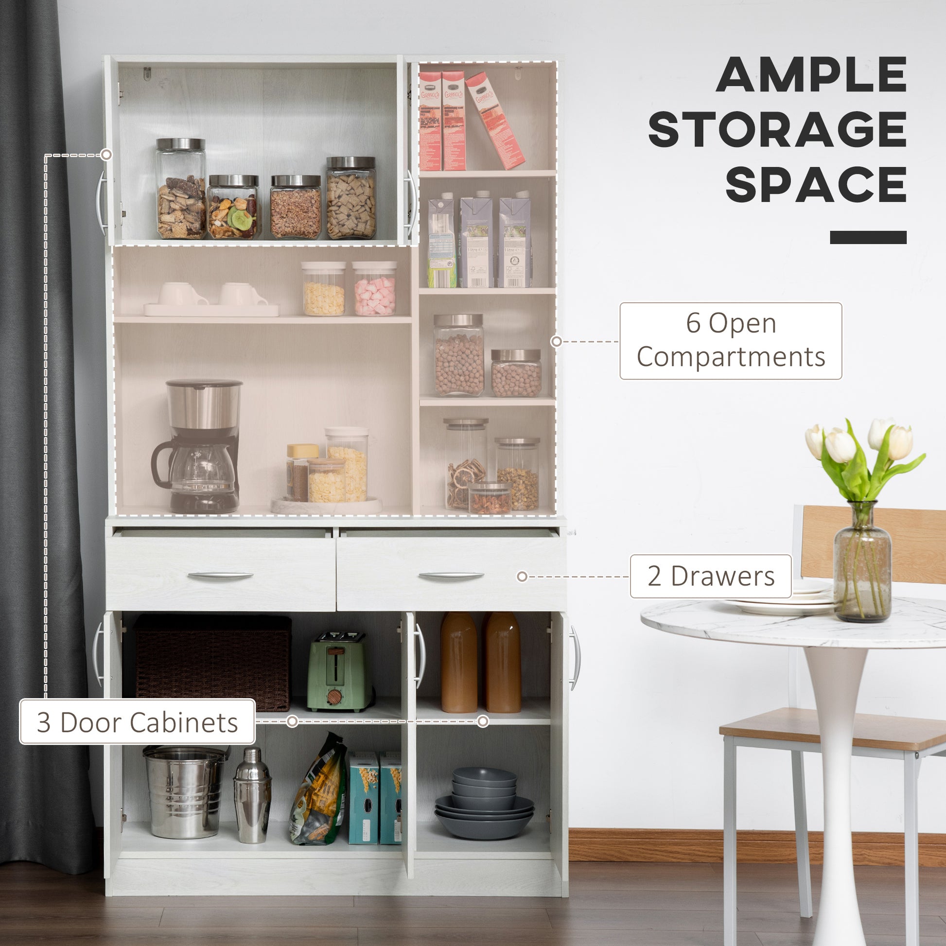 Kitchen Hutch Cabinet 71" Ash White-DECOROLALA