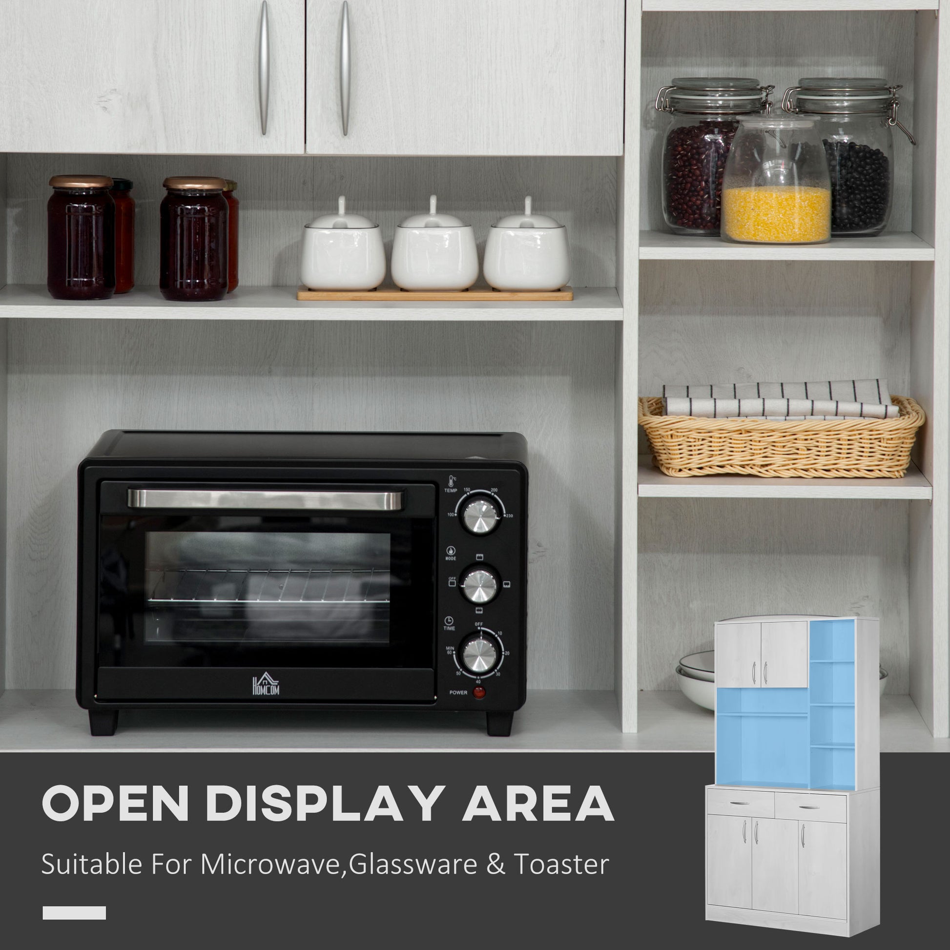 Kitchen Hutch Cabinet 71" Ash White-DECOROLALA