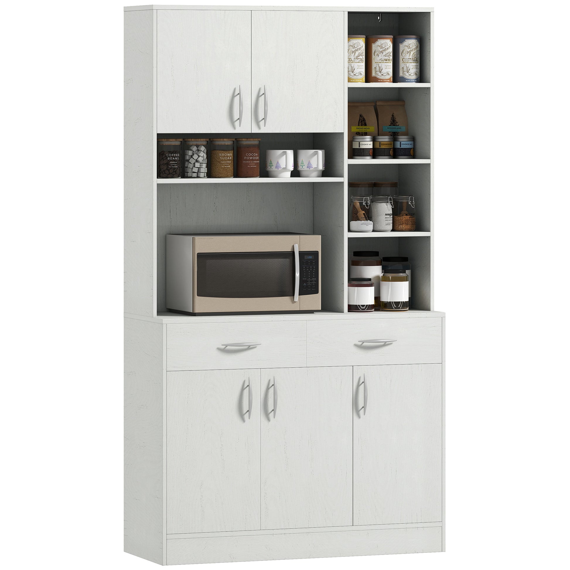 Kitchen Hutch Cabinet 71" Ash White-DECOROLALA