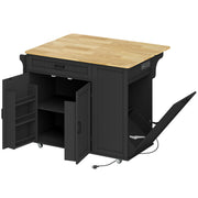 Kitchen Island Cart with Charging Station - Black 48"-DECOROLALA