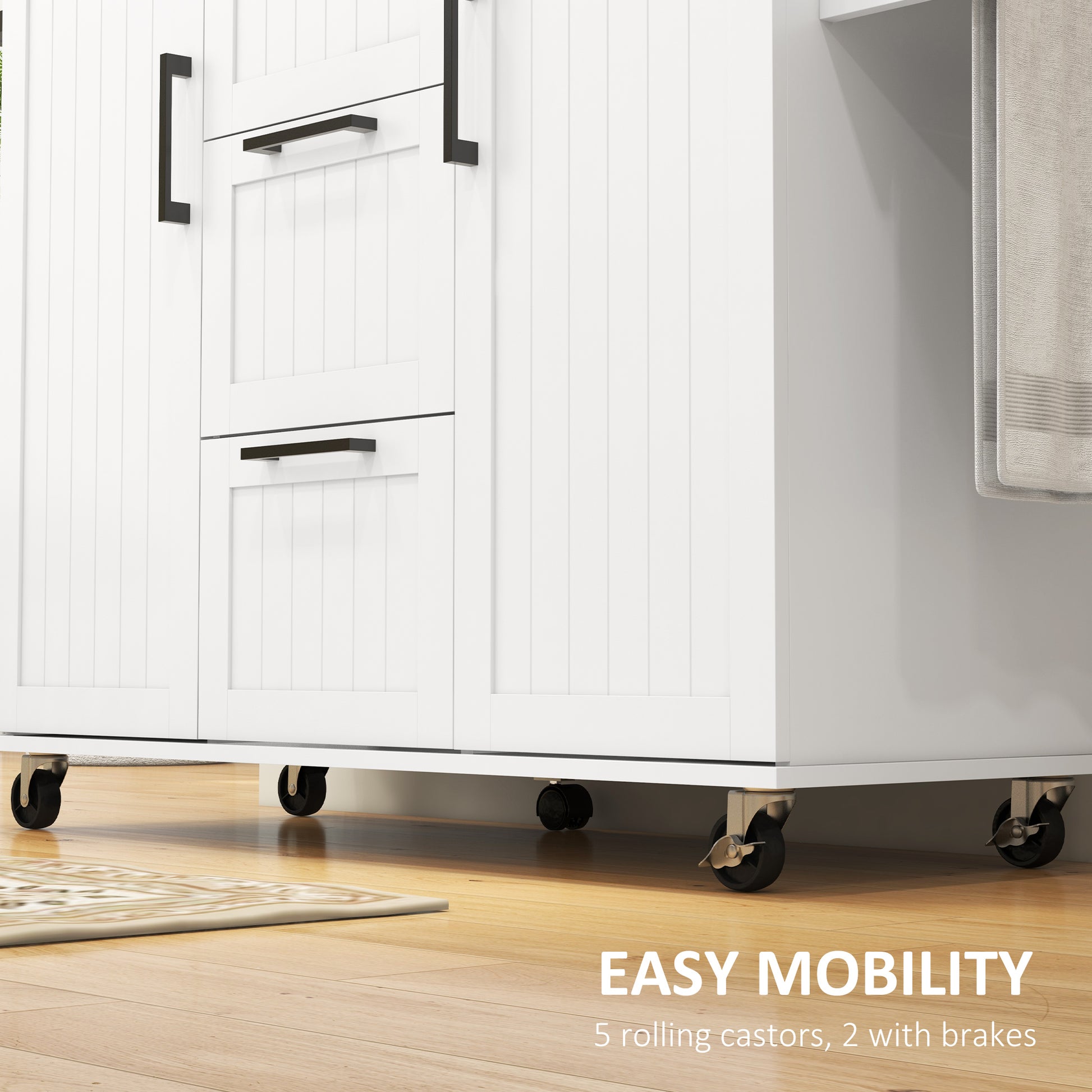 Kitchen Island Cart with Drop Leaf - White Wood Top-DECOROLALA