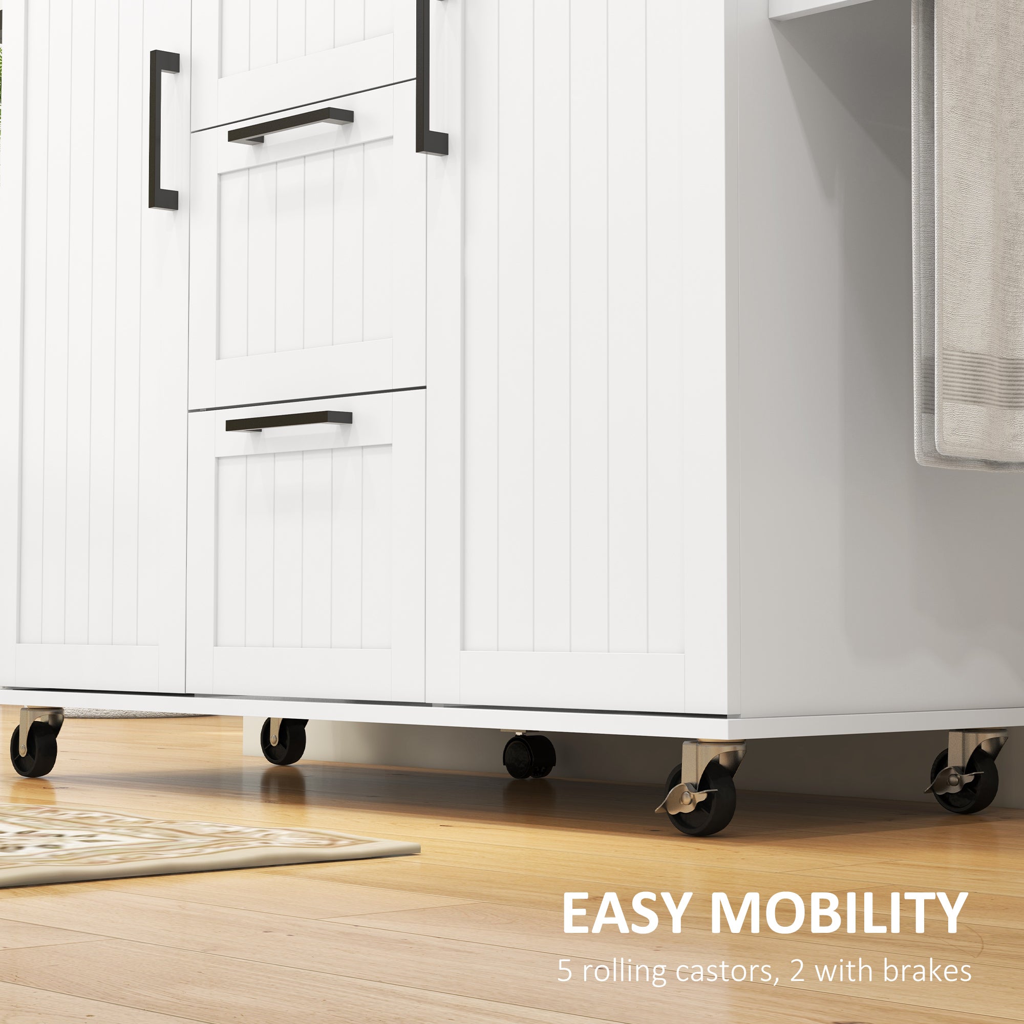 Kitchen Island Cart with Drop Leaf - White Wood Top-DECOROLALA