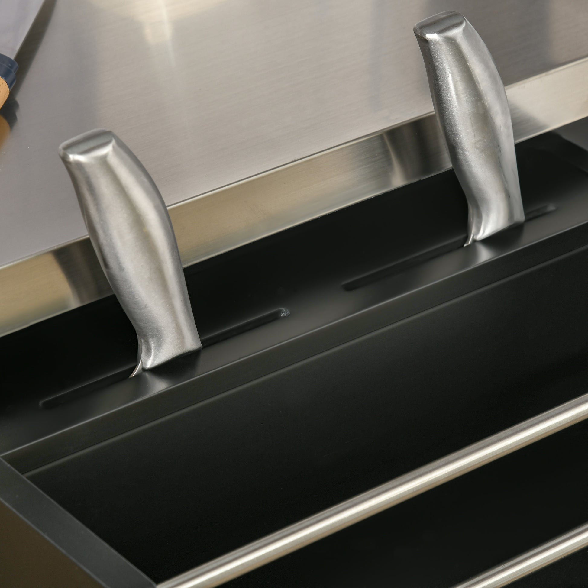Kitchen Island Cart with Stainless Steel Top - Black-DECOROLALA