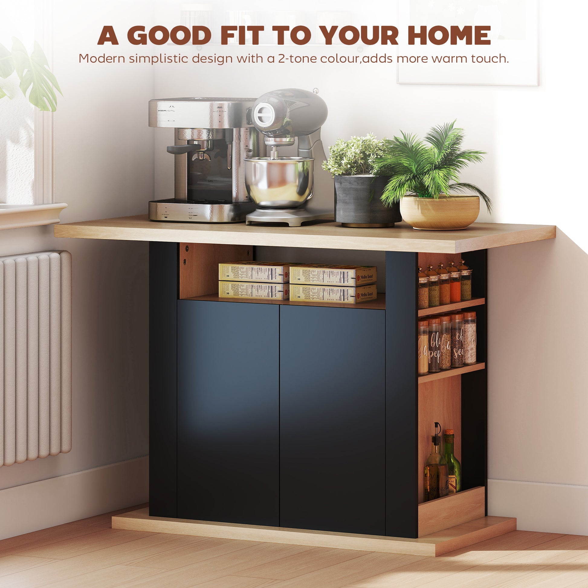 Kitchen Island Dining Table with Storage - Black-DECOROLALA