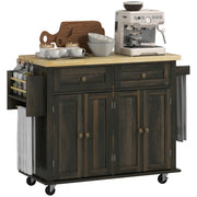 Kitchen Island Rolling Trolley Cart - Brown Oak 44"-DECOROLALA