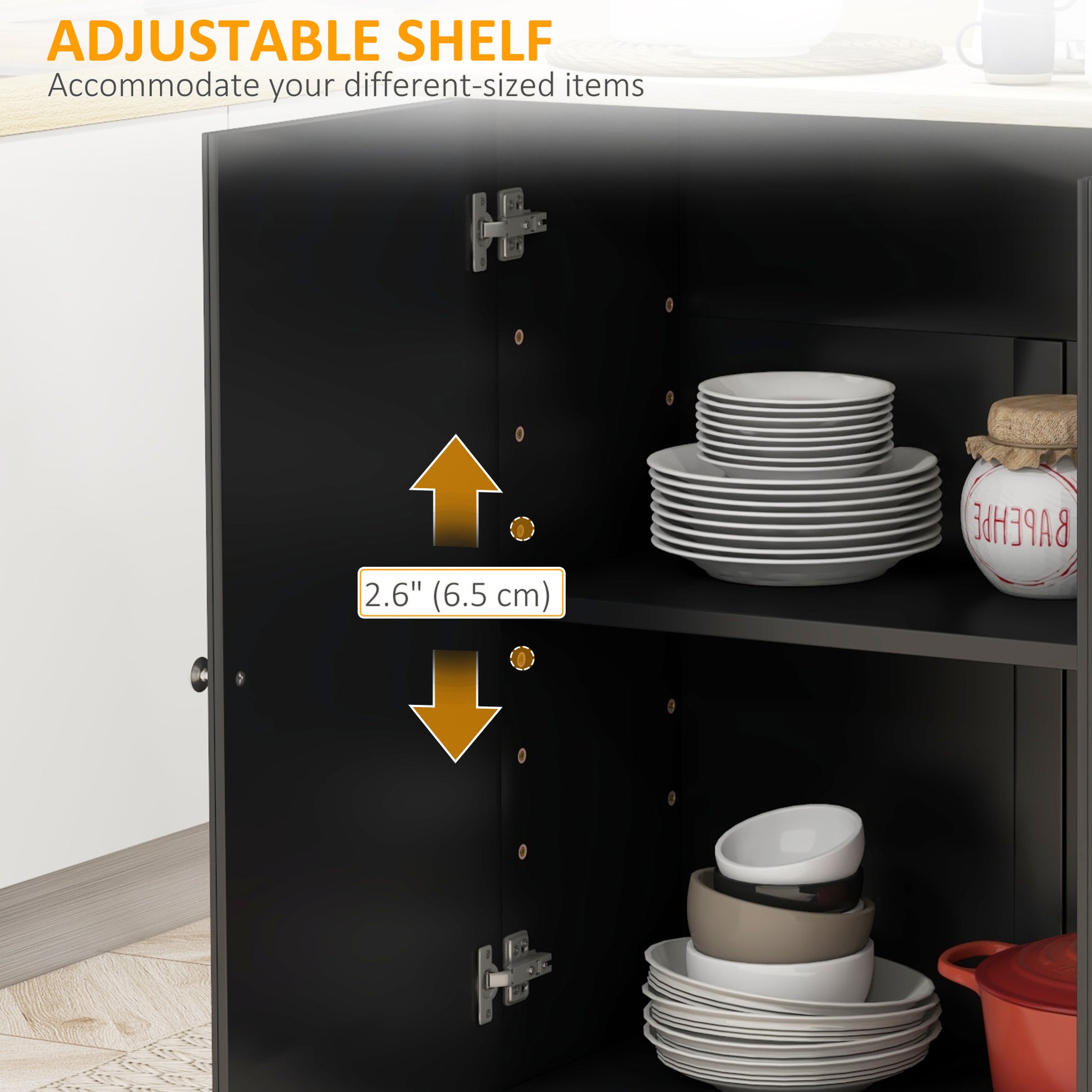 Kitchen Island on Wheels with Drop Leaf - Black 45" W-DECOROLALA