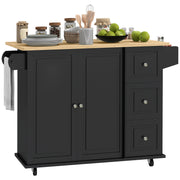 Kitchen Island on Wheels with Drop Leaf - Black 45" W-DECOROLALA