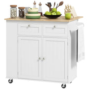 Kitchen Island with Power Outlet and Drop Leaf - White-DECOROLALA